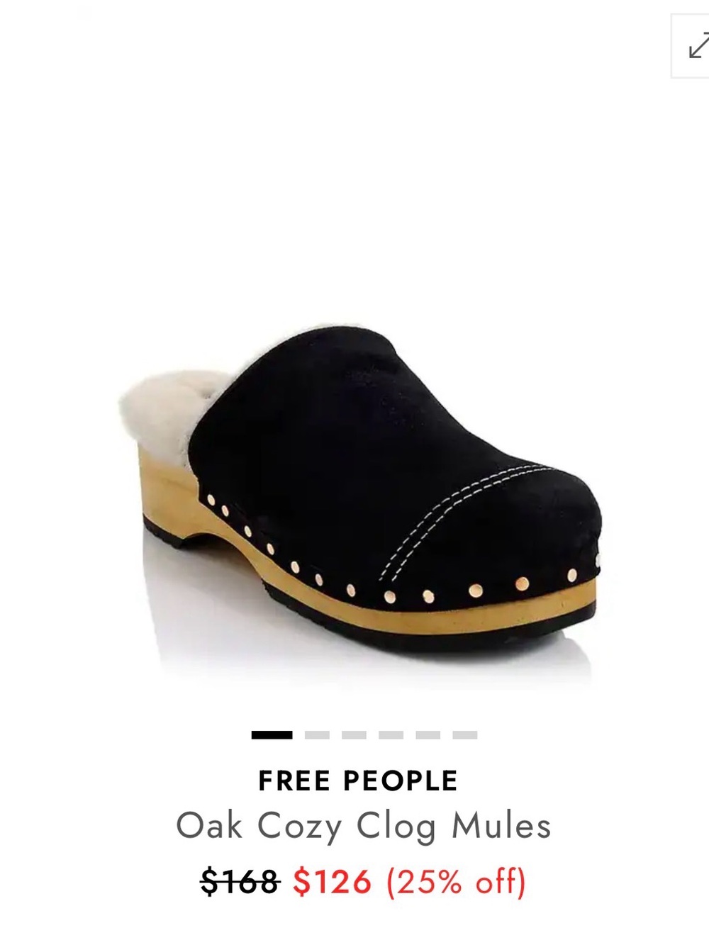 Free People Black Suede Shearling-Lined Clog Mules